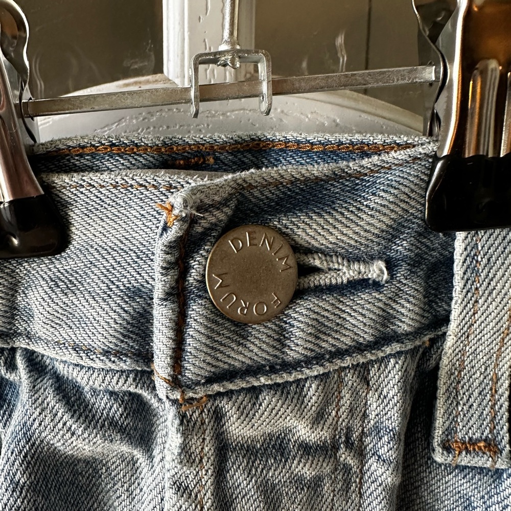 Denim Forum Light Blue High-Waist Cutoff Jean Shorts - Picture 2 of 7